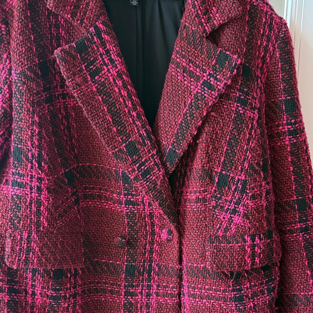 R&M Richards Women's Plaid Blazer - Red and Black